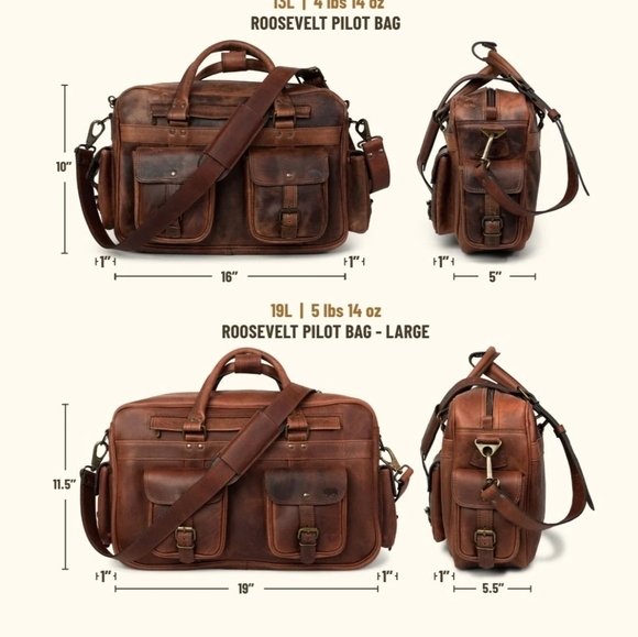 Buffalo Jackson Roosevelt Leather Pilot Bag – Brown – Full-Grain – Gently Used - Picture 2 of 12